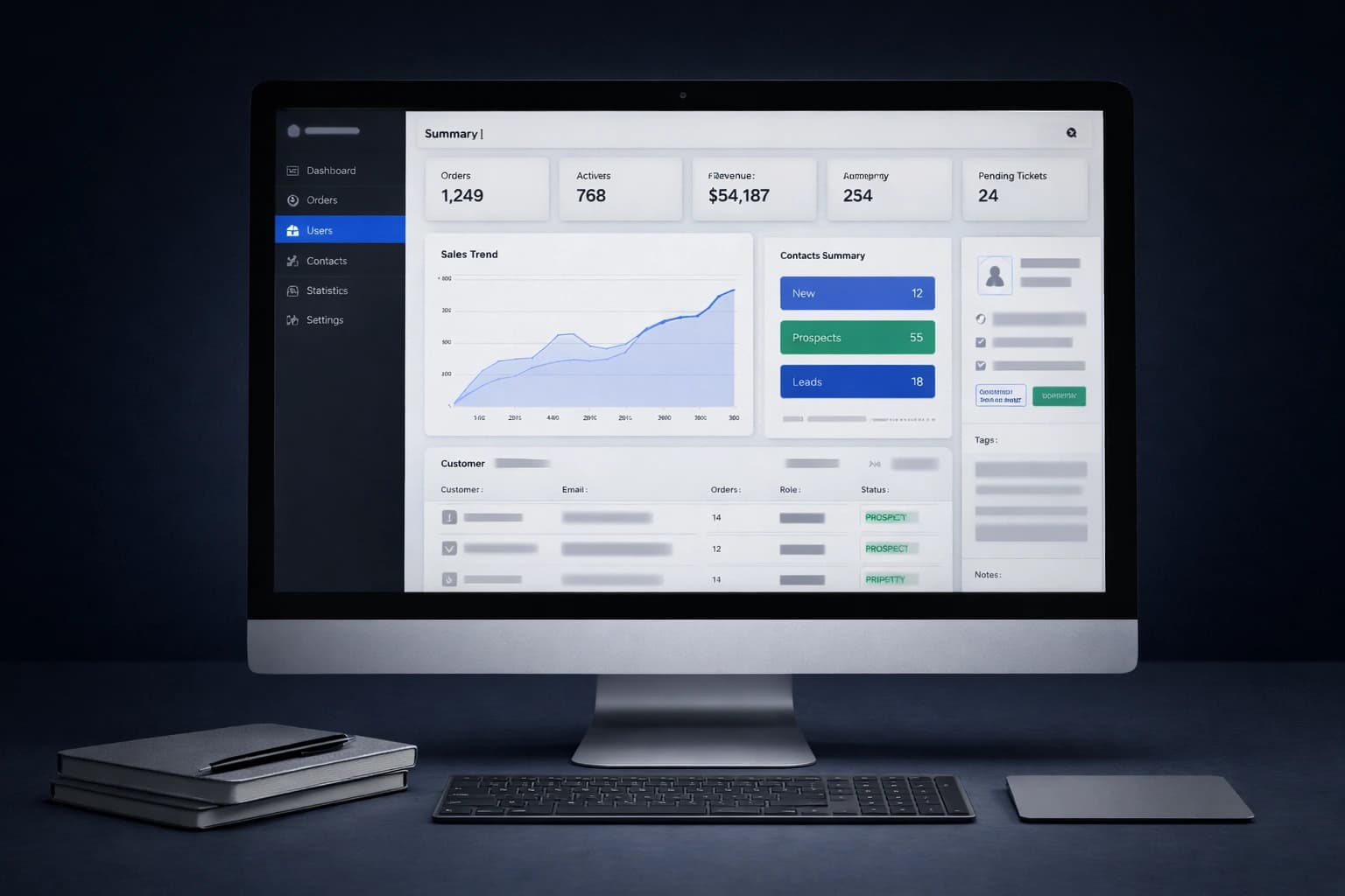 Dashboard and CRM system interface